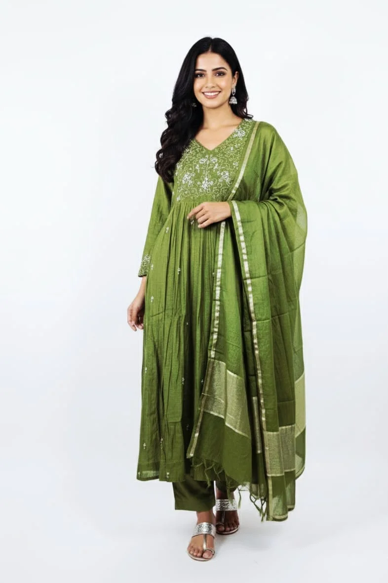 Mul chanderi salwar set